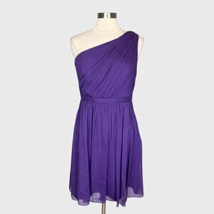 J Crew Womens Kylie One Shoulder Silk Chiffon Cocktail Dress Purple size 10